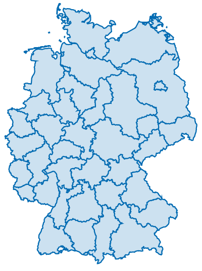 Deutschlandkarte mit Umrissen der NUTS-2-Regionen